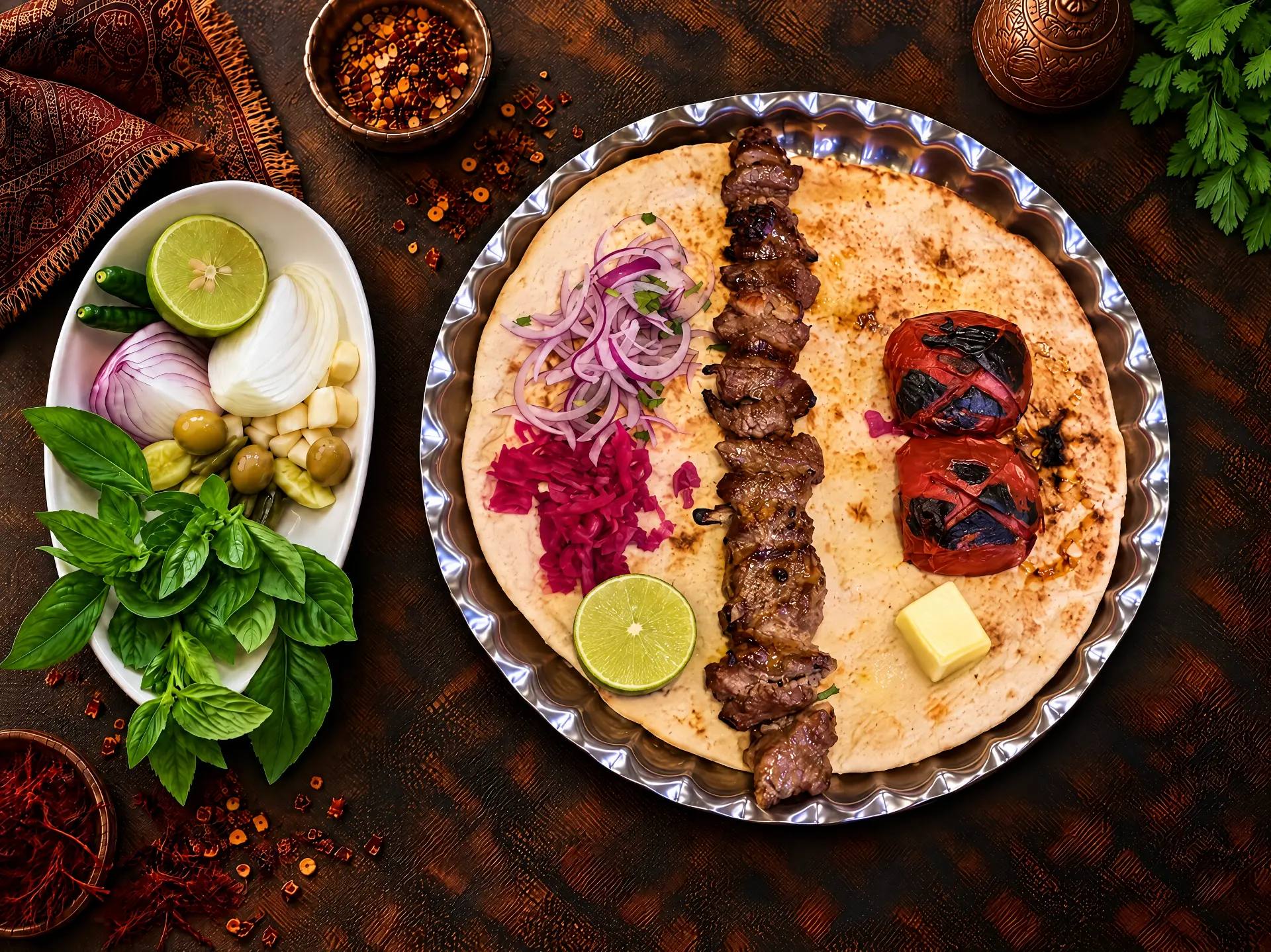 Chenjeh Kabab with Bread